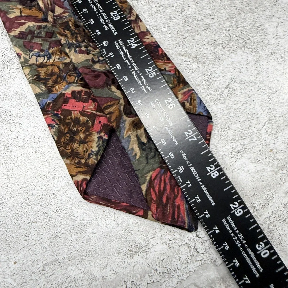 Christian‎ Dior 100% Silk Tie Mens One Size Brown Jacquard Necktie Western Art
